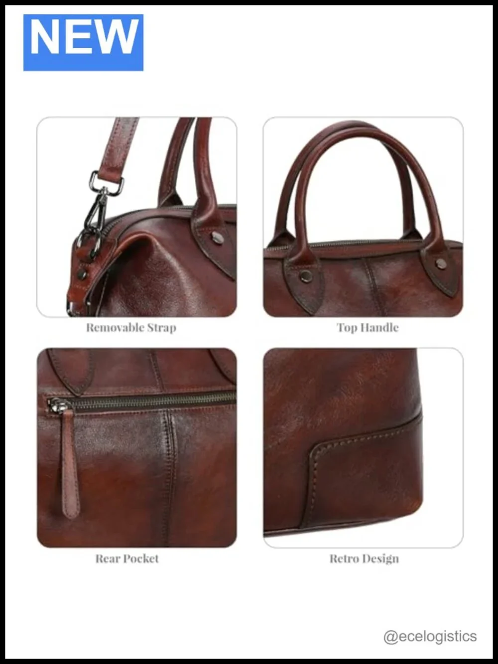 Genuine Leather Satchel Tote Bag Women Large Capacity Top Handle Handbag Vintage